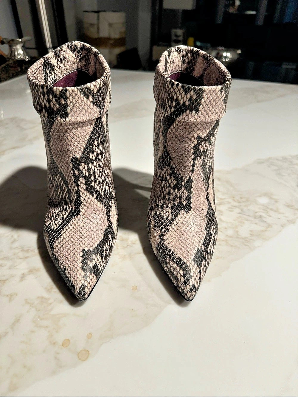 Dries Van Noten Snake Print Pointed Toe Heeled Boots
